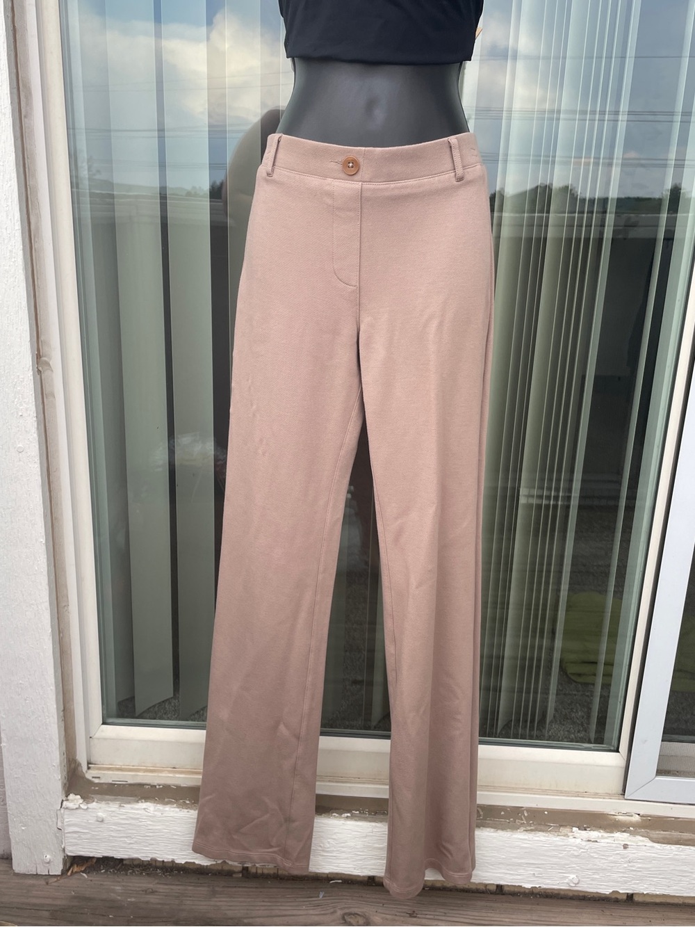 Betabrand Dress Pant Yoga Pants Straight in Light Brown